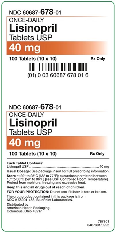 40 mg Lisinopril Tablets Carton (40 mg Carton)